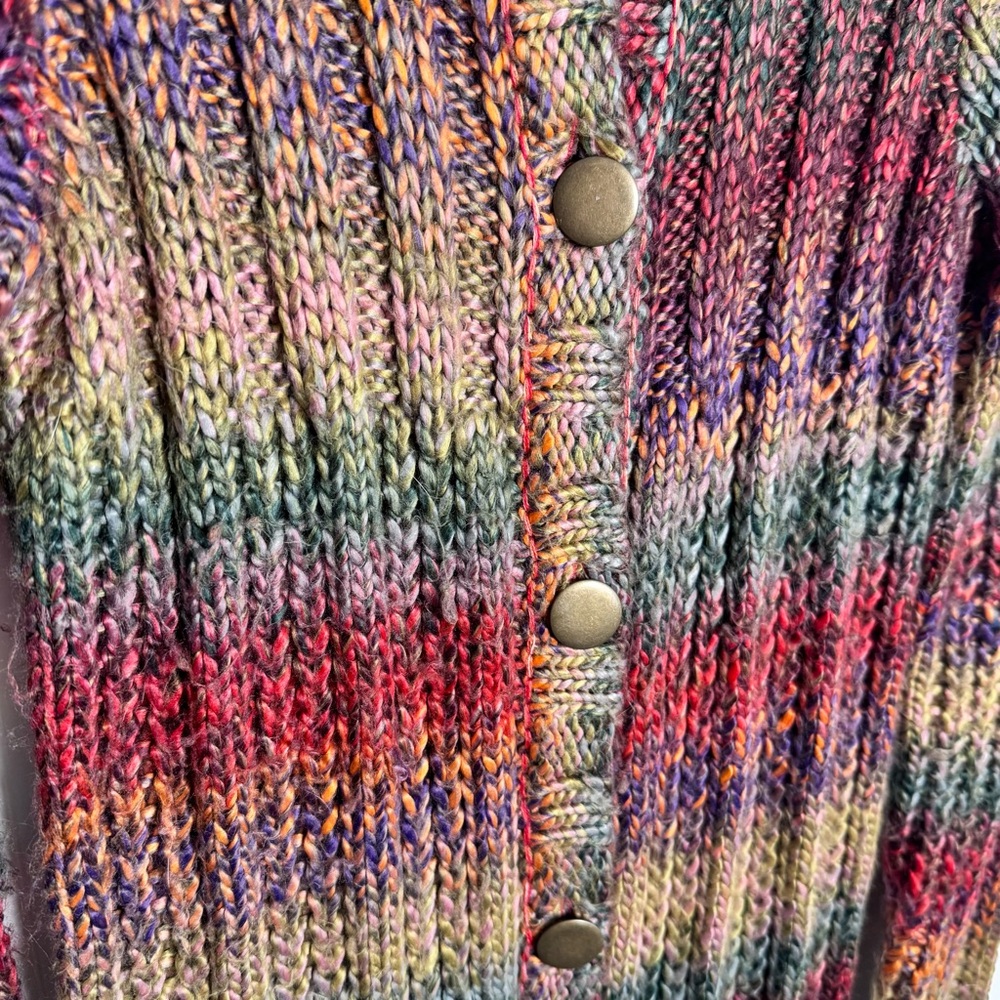 Sahalie Multicolor Chunky Knit Button-Down Women's Duster Cardigan Women’s Small - Picture 4 of 13